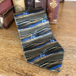 Murano Italia Men's Necktie 100% Silk Made in USA Brown Blue 60"L 3.5"W Neck Tie